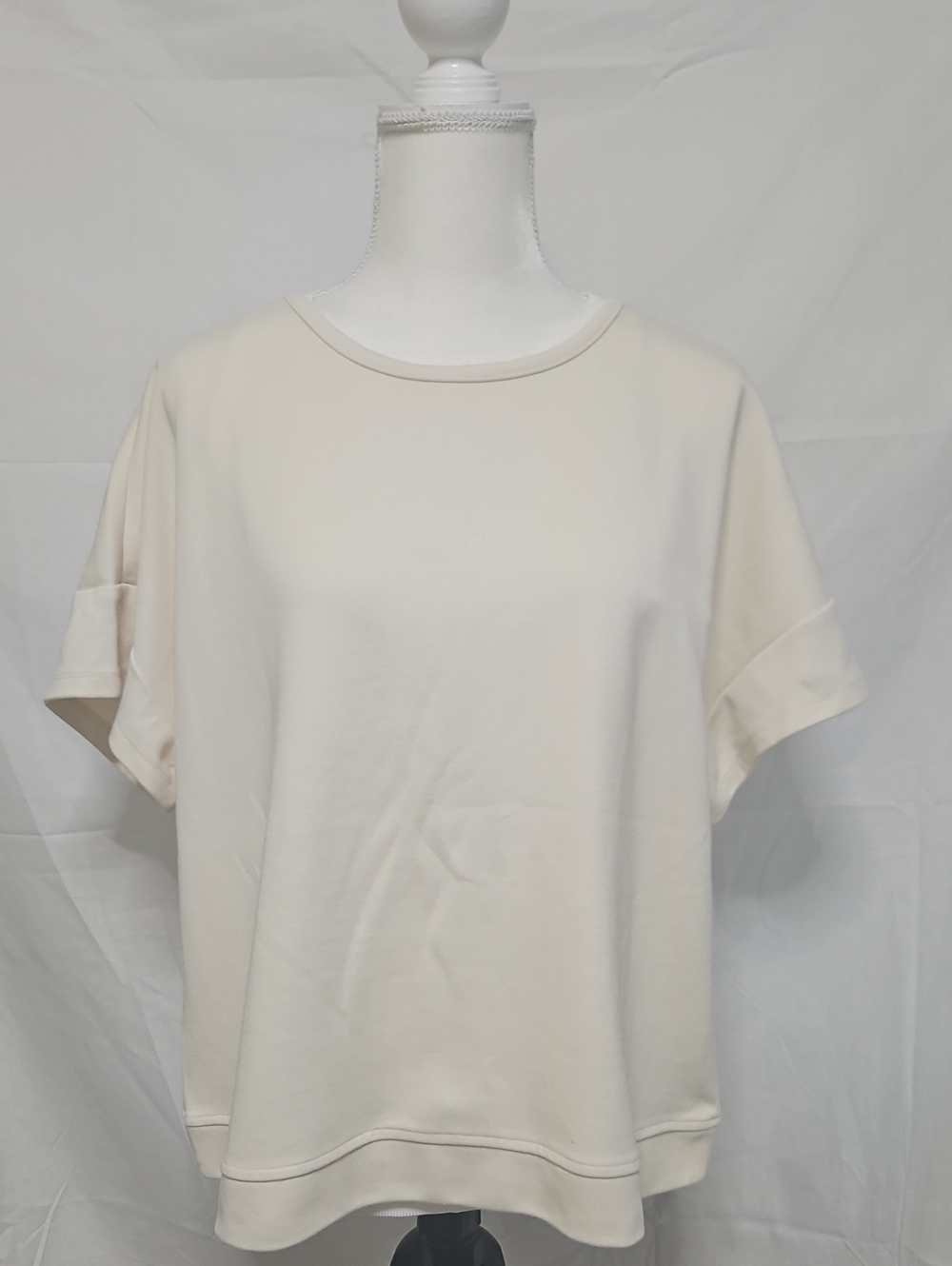 Cable & Gauge Boxy Short-Sleeve Top in Cream